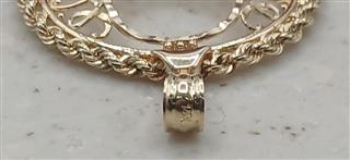 14K Yellow Gold Filigree Rope Pendant 1.7g, 4.5mm Bail, Marked 14K